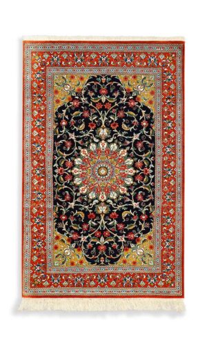 Hand-Knotted Persian Qum Rug