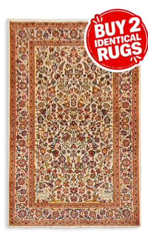 Hand Knotted Antique Persian Kashan Silk on Silk Rug (2 Identical Rugs Available)