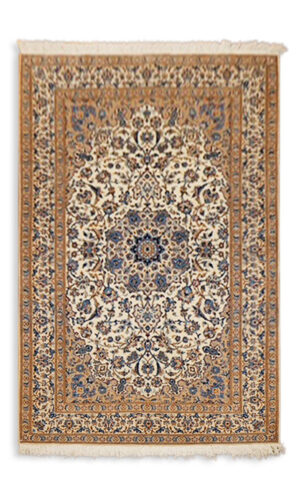 Hand Knotted Persian Nain Silk In Laid Rug