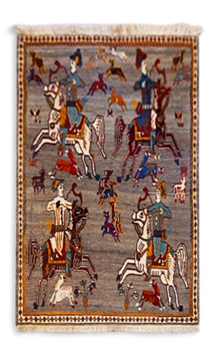 Hand Knotted Persian Pictorial Kashkooli Rug