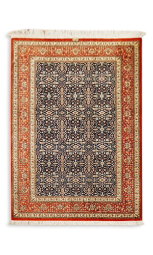 Hand Knotted Persian Qum Silk On Silk Rug