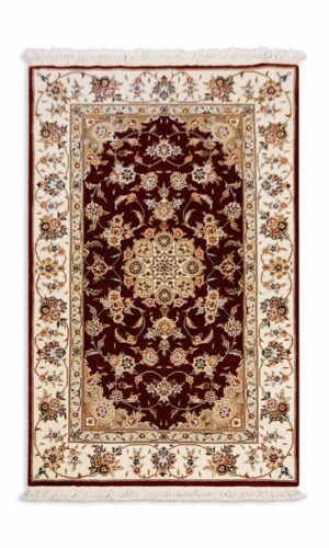 Hand Knotted Wool & Silk Inlaid Persian Design Rug