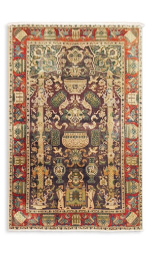 Hand Knotted Antique Persian Qum Rug