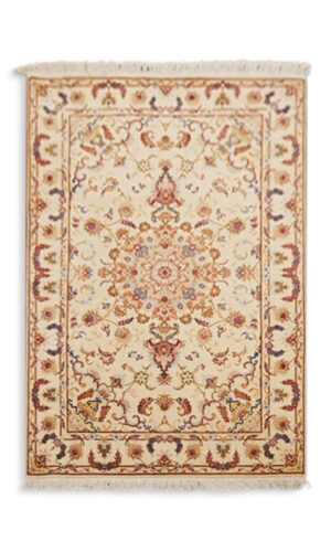 Hand Knotted Persian Tabriz Silk In Laid Rug