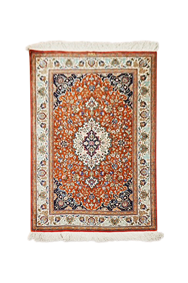 Hand Knotted Pure Silk Persian Qum Rug