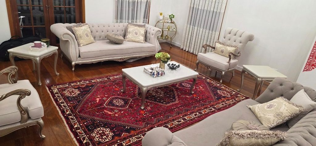 Customer Living Room with New Persian Rug