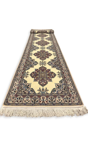Hand Knotted Persian Nain Wool And Silk Inlaid Rug
